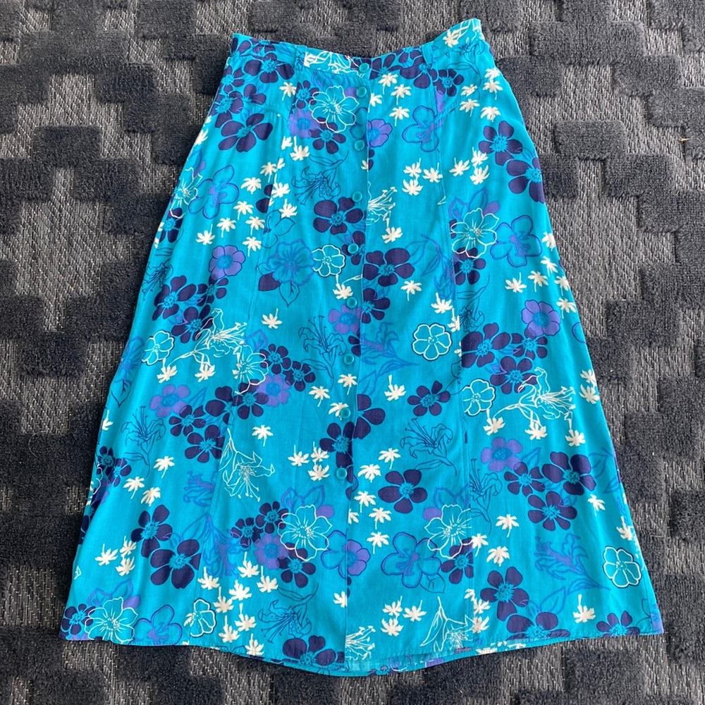 Vintage A-Line Hawaiian Flower Skirt All over print Sag Harbor Size S Floral